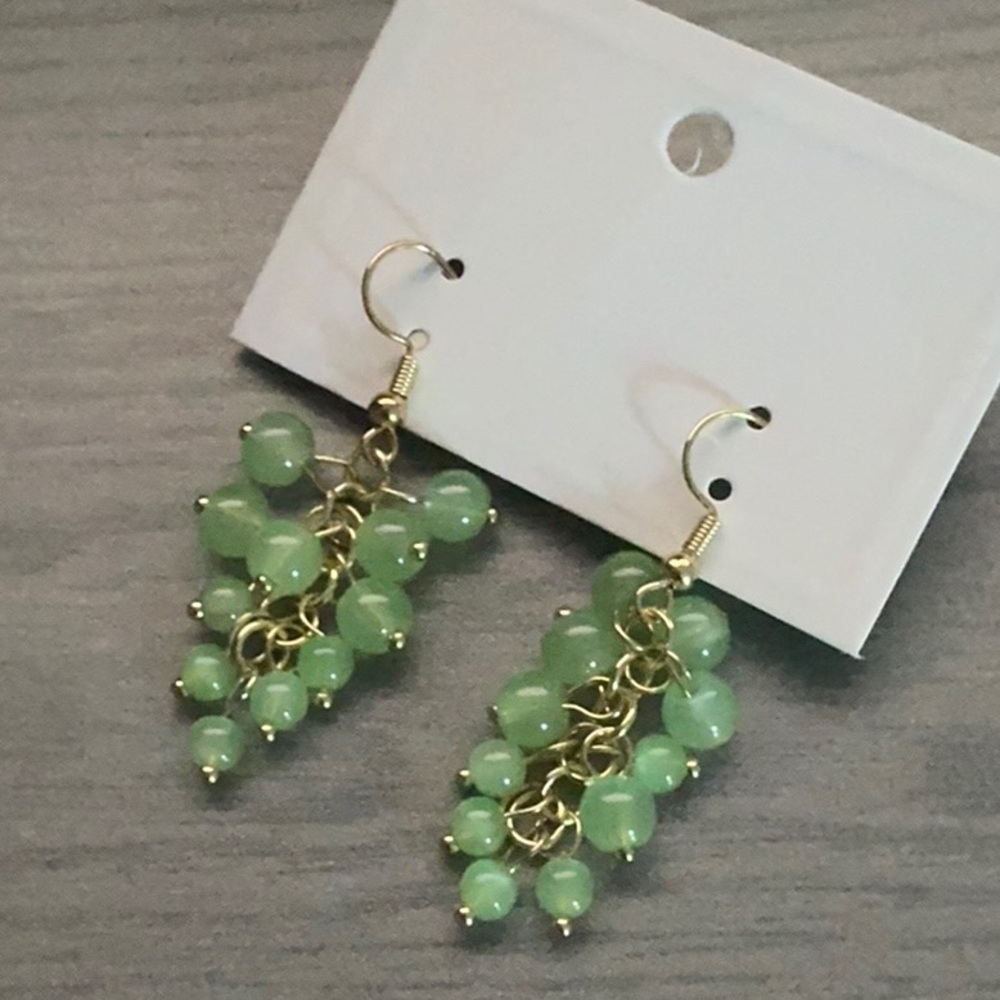 Elegant Green Beaded Earrings